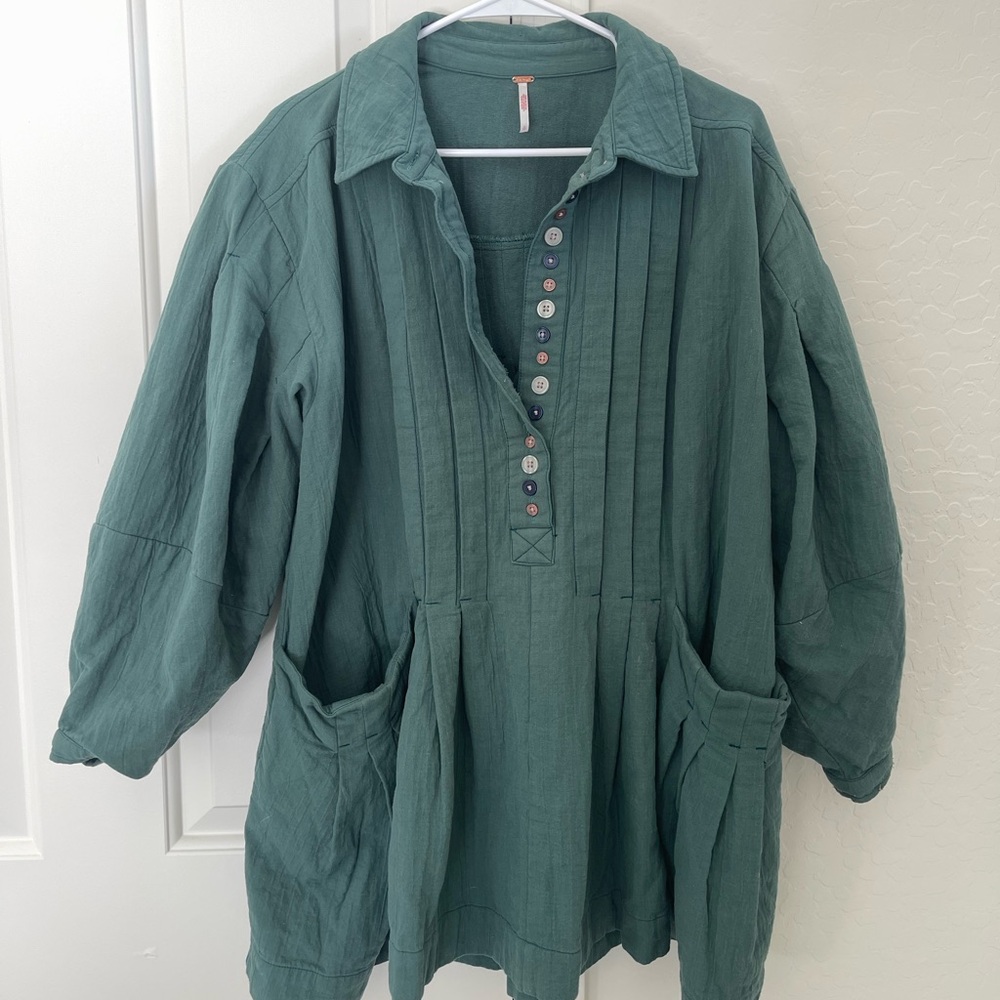 Free people green 3/4 sleeve